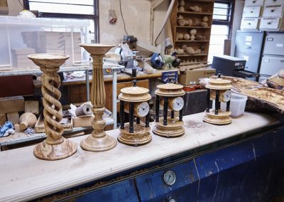 Wooden clocks & candlesticks