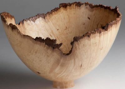 Burr maple wooden bowl, 6” dia., with 3mm thick rim