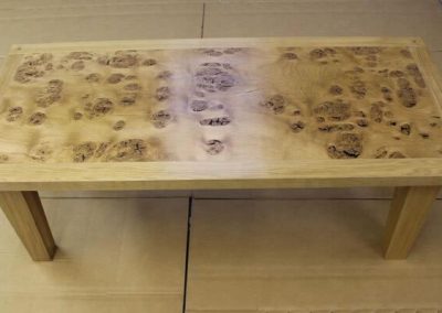 Burr oak coffee table