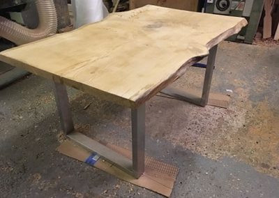 Solid oak table 50mm thick, 1500x1000mm, stainless steel legs